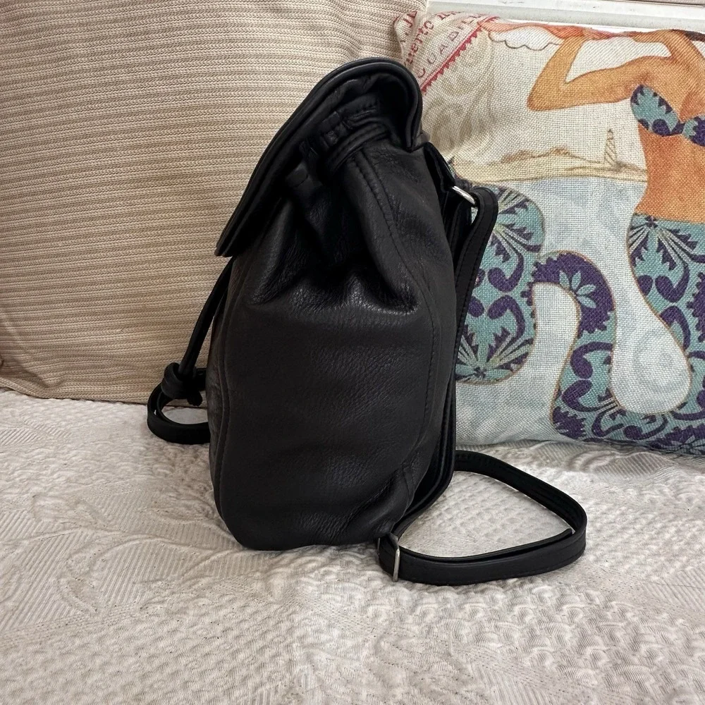K. Bellum Handmade Full Grain Leather  Mini Backpack 10x12" Black Super Soft USA - Picture 7 of 9
